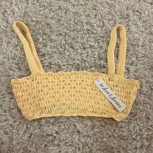 For Love and Lemons Yellow Crocheted Bandeau Top Size Medium